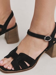 JD Williams Black Extra Wide Fit Woven Block Heel Sandals - Image 4 of 4