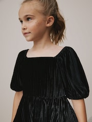 Black Crinkle Velour Top and Trousers Set (3-16yrs) - Image 3 of 4