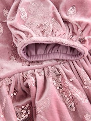 Pink Sequin Embellished Velour Dress (3-16yrs) - Image 8 of 9