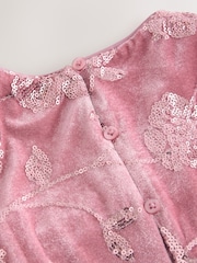 Pink Sequin Embellished Velour Dress (3-16yrs) - Image 9 of 9