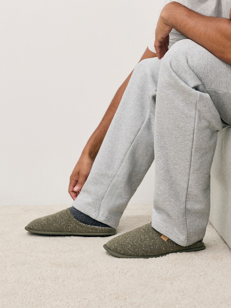 Khaki Green Neppy Mule Slippers - Image 1 of 6