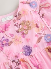Light Pink Floral Chiffon Dress (3-16yrs) - Image 3 of 4