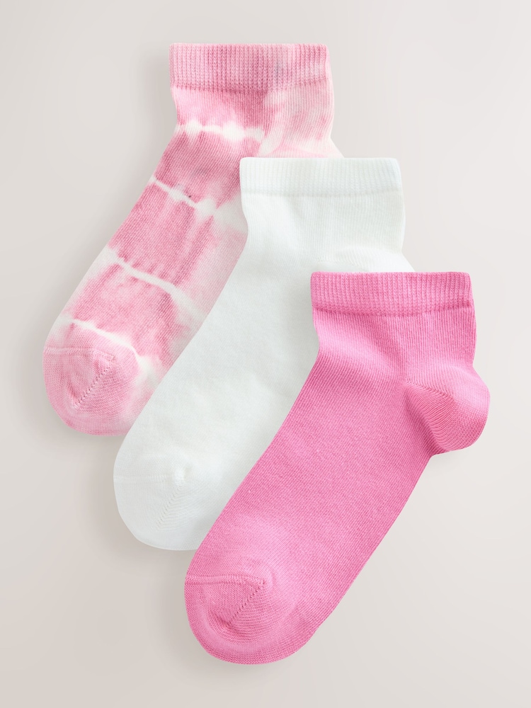 Pink Tie Dye Trainer Socks 3 Pack - Image 1 of 6