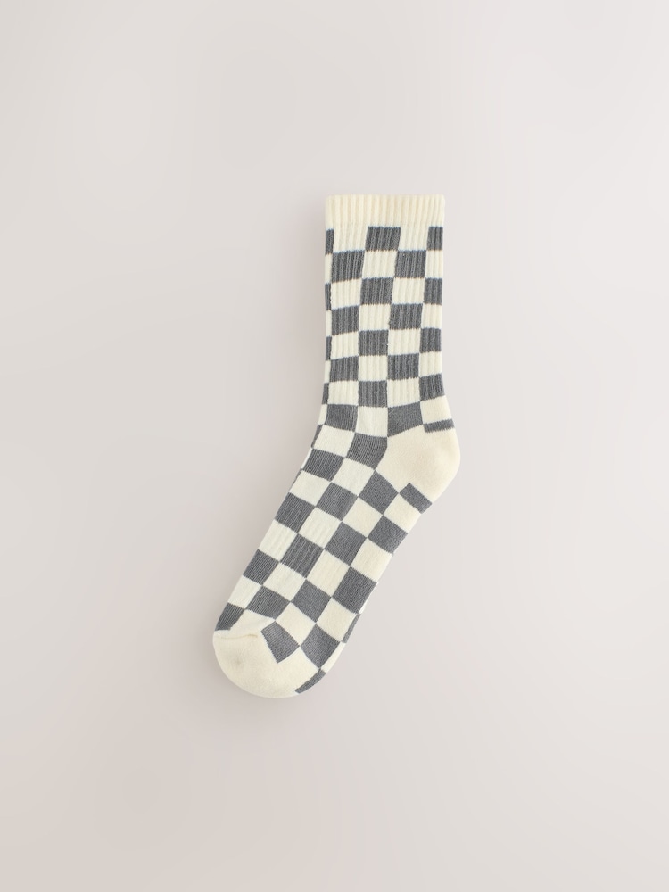 Neutral Checkerboard Cushion Sole Ribbed Sport Ankle Socks With Arch Support 3 Pack - Image 2 of 6 Neutral Checkerboard Cushion Sole Ribbed Sport Ankle Socks With Arch Support 3 Pack - Image 2 of 6