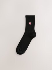 Schwarz - Söckchen mit Stickerei im 4er-Pack - Bild 3 von 7