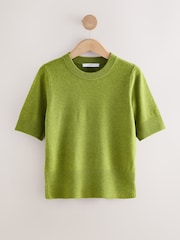 Green Super Soft Short Sleeve Knitted Top - Image 1 of 4
