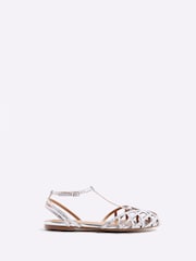 River Island Silver Caged Diamante Sandals - Image 1 of 5