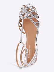 River Island Silver Caged Diamante Sandals - Image 4 of 5