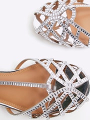 River Island Silver Caged Diamante Sandals - Image 5 of 5