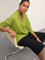 Green Supersoft V-Neck Cardigan With Pockets - Image 3 of 10