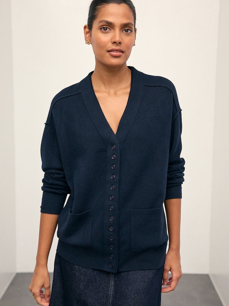 Buy Navy Blue Supersoft V-Neck Cardigan With Pockets from Next USA