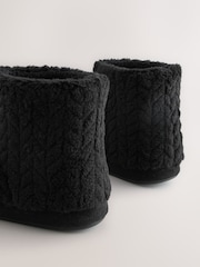 Black Textured Fleece Boot Slippers - Image 7 of 7