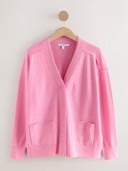 Pink Supersoft V-Neck Cardigan With Pockets - Image 7 of 10