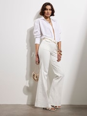 River Island White High Rise Relaxed Flare Jeans - Image 1 of 4