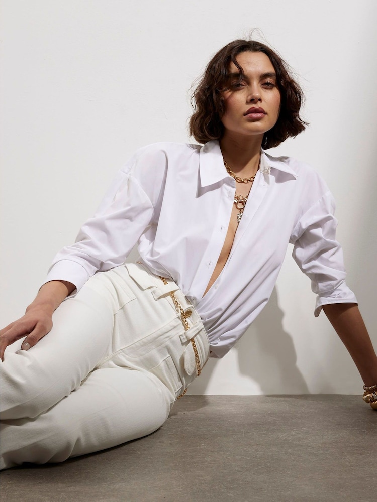 River Island White High Rise Relaxed Flare Jeans - Image 2 of 4