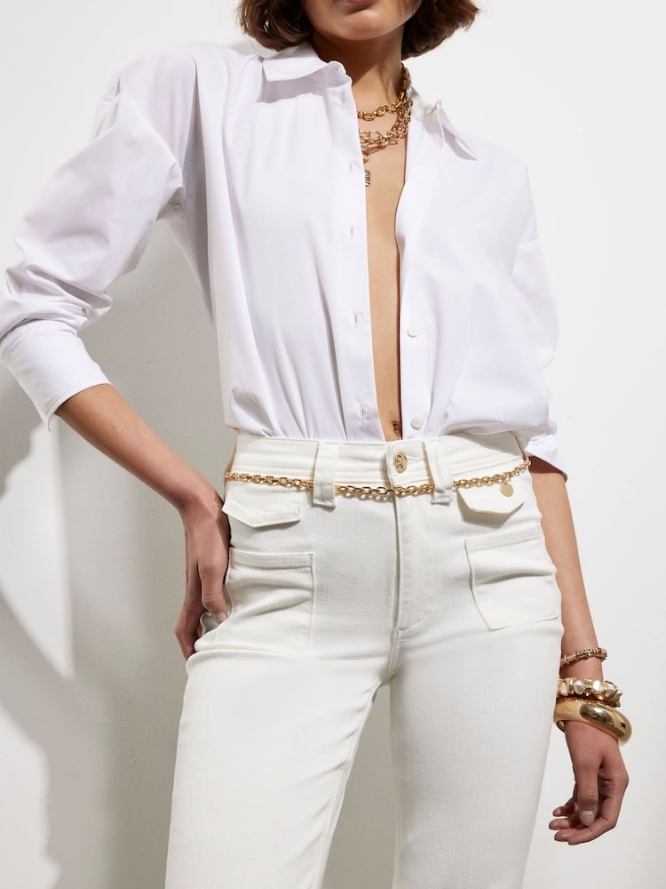 River Island White High Rise Relaxed Flare Jeans - Image 3 of 4