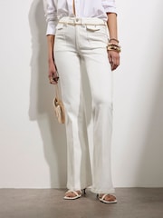 River Island White High Rise Relaxed Flare Jeans - Image 4 of 4