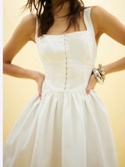 River Island White Denim 100% Cotton Mini Dress - Image 4 of 4