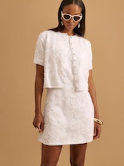 River Island White Short Sleeve Floral Print Cardigan - Image 1 of 6