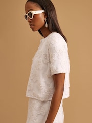 River Island White Short Sleeve Floral Print Cardigan - Image 3 of 6