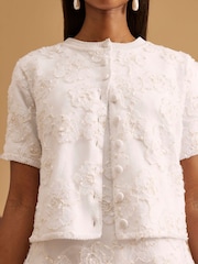River Island White Short Sleeve Floral Print Cardigan - Image 4 of 6