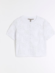 River Island White Short Sleeve Floral Print Cardigan - Image 5 of 6