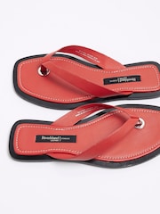 River Island Red Leather Toe Thong Flat Sandals - Image 5 of 6