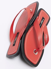 River Island Red Leather Toe Thong Flat Sandals - Image 6 of 6