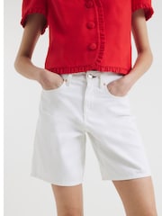 River Island White Bermuda Denim 100% Cotton Shorts - Image 3 of 4