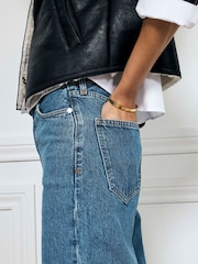 River Island Blue Denim High Rise Culotte 100% Cotton Jeans - Image 4 of 4