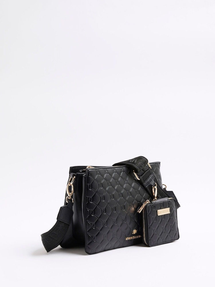 River Island Black Embossed Chain Cross-Body Bag - Image 2 of 6