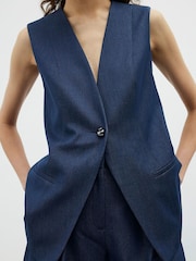 River Island Blue Denim Longline Waistcoat - Image 2 of 4