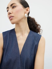 River Island Blue Denim Longline Waistcoat - Image 4 of 4