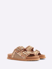 River Island Brown Embellished Footbed Sandals - Image 3 of 6