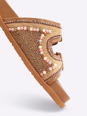 River Island Brown Embellished Footbed Sandals - Image 6 of 6