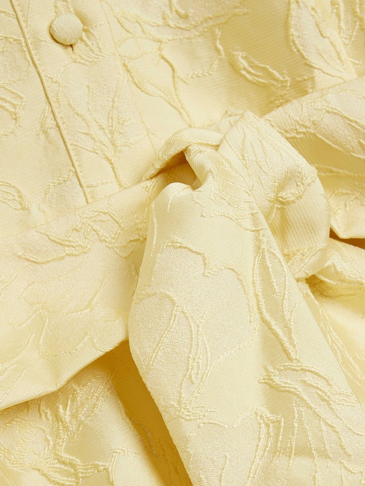 River Island Yellow Belted Jacquard Mini Dress - Image 6 of 6 River Island Yellow Belted Jacquard Mini Dress - Image 6 of 6
