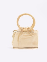 River Island Brown Raffia Flower Print Basket Bag - Image 2 of 5