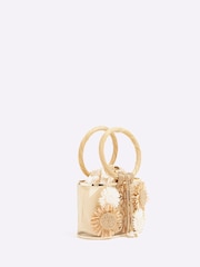 River Island Brown Raffia Flower Print Basket Bag - Image 3 of 5
