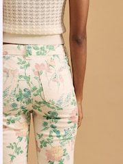 River Island White Floral Print High Rise Relaxed Flare Jeans - Image 5 of 5