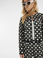 River Island Black Petite Crochet Trophy Jacket - Image 2 of 4