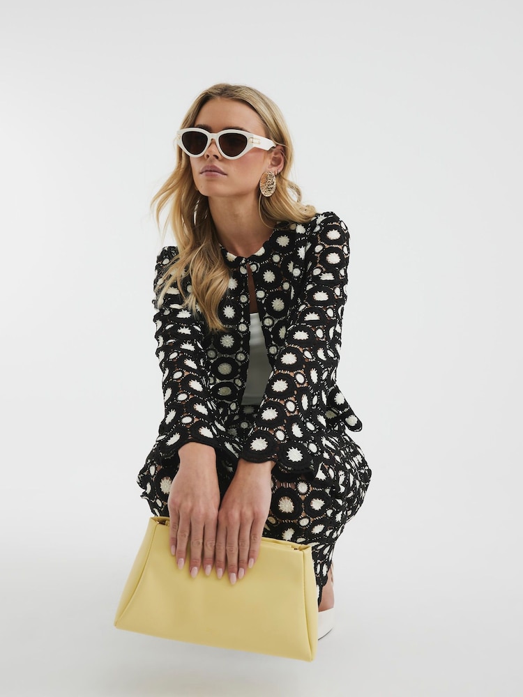 River Island Black Petite Crochet Trophy Jacket - Image 4 of 4