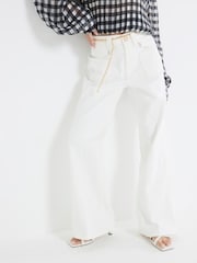 River Island White Petite High Rise Relaxed Flare Jeans - Image 3 of 4