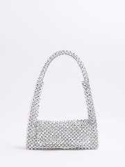River Island Silver Beaded Clutch Bag - Image 1 of 5