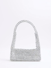 River Island Silver Beaded Clutch Bag - Image 2 of 5