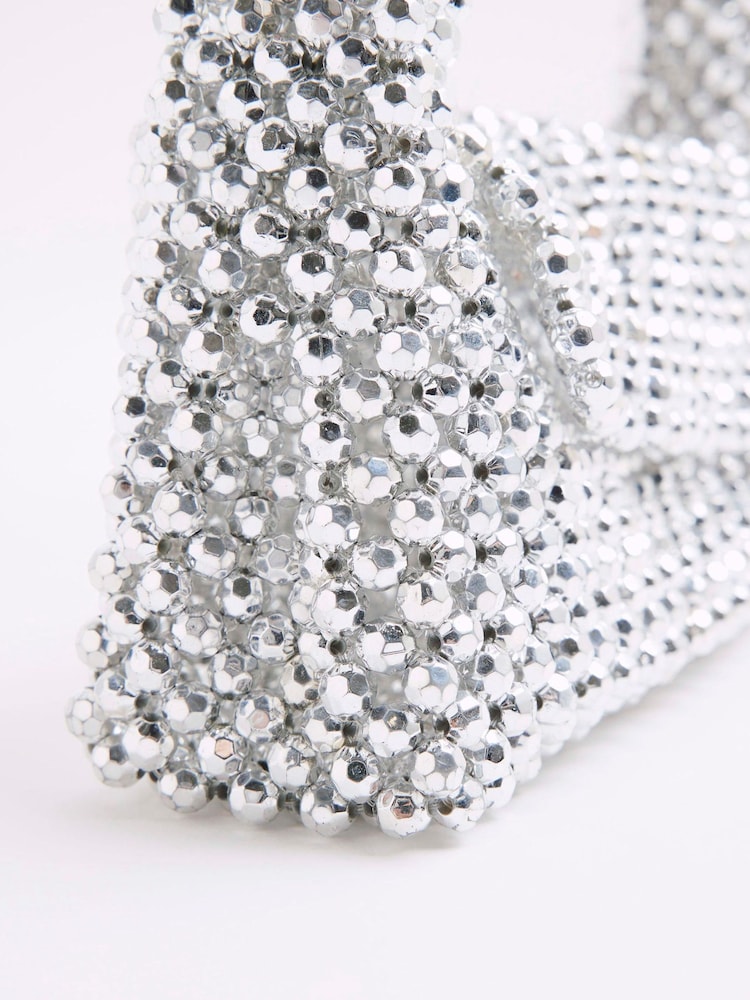 River Island Silver Beaded Clutch Bag - Image 5 of 5