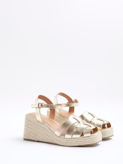 River Island Gold Woven Wedges Sandals - Image 3 of 6
