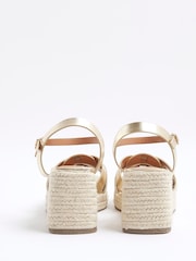 River Island Gold Woven Wedges Sandals - Image 4 of 6