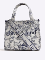 River Island Med Floral Print Jacquard Tote Bag - Image 1 of 1