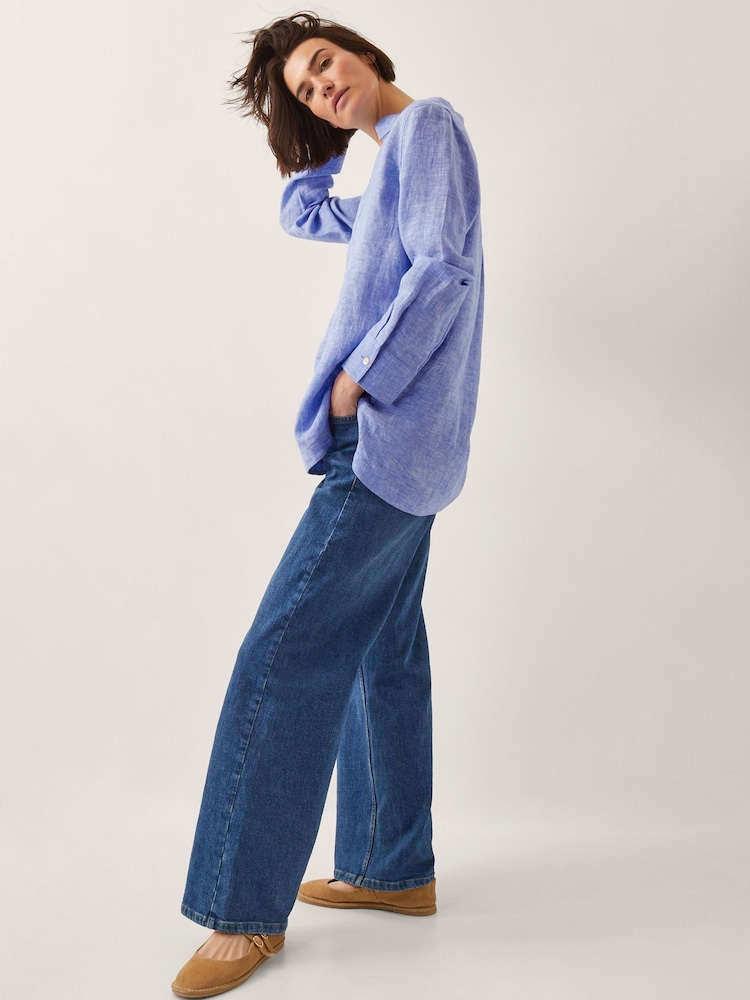 Monsoon Blue Lola 100% Linen Shirt - Image 2 of 4
