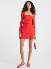 River Island Orange Square Neck A-Line Mini Dress - Image 3 of 4